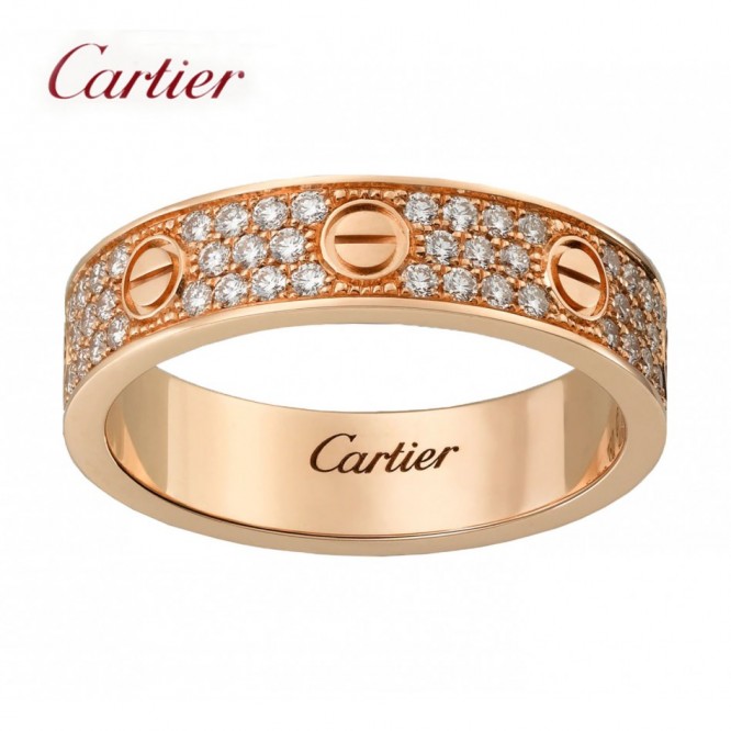 Cartie LOVE WEDDING BAND, DIAMOND-PAVED LOVE ウェディング リング、パヴェダイヤモンド